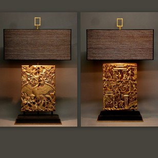 Pair Of Chinese / Mandarin Panels Mounted As Lamps